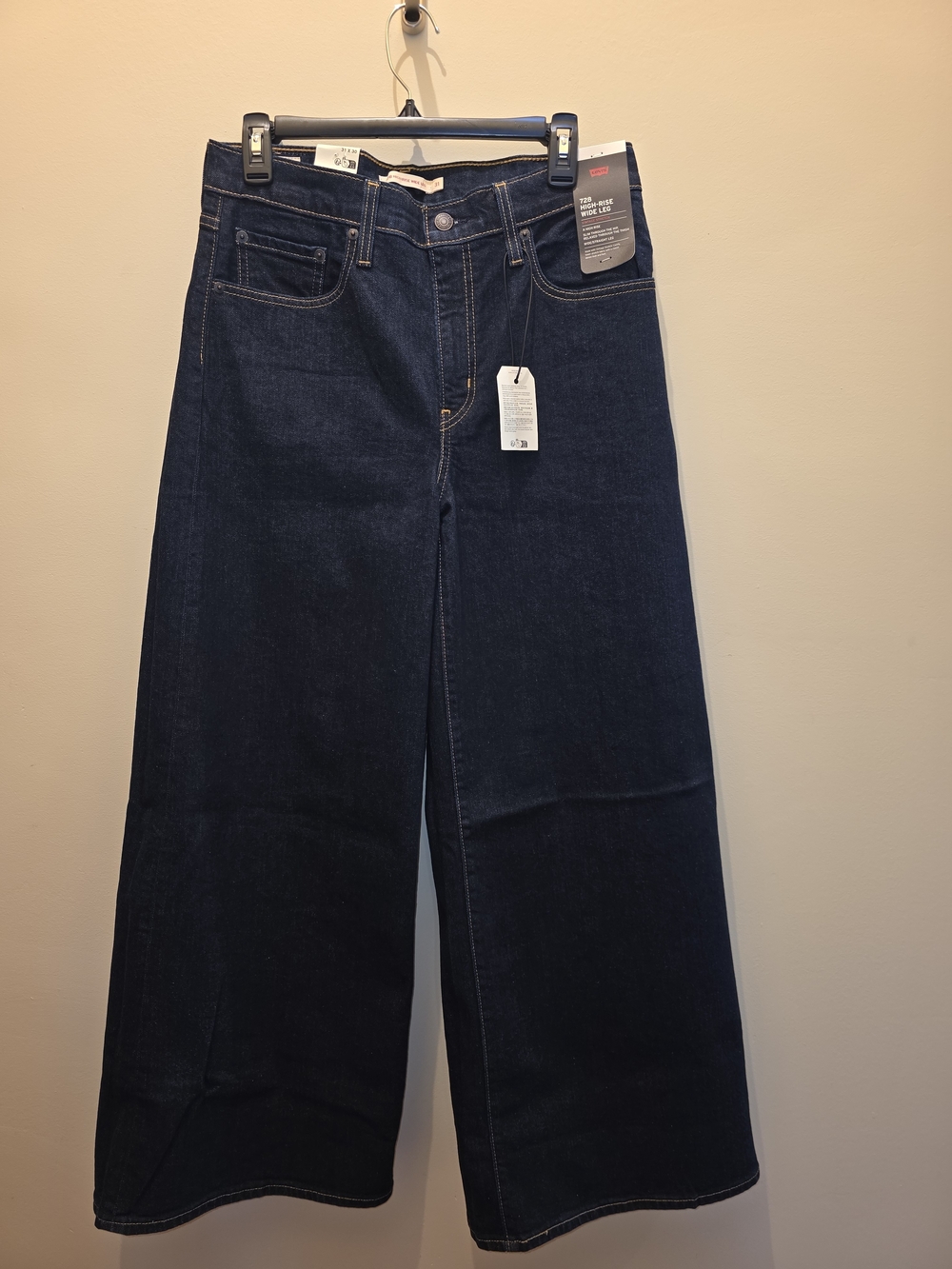 Levi's Premium Women 728 High Rise Wide Leg Dark Blue Jeans Size 31x30 NWT